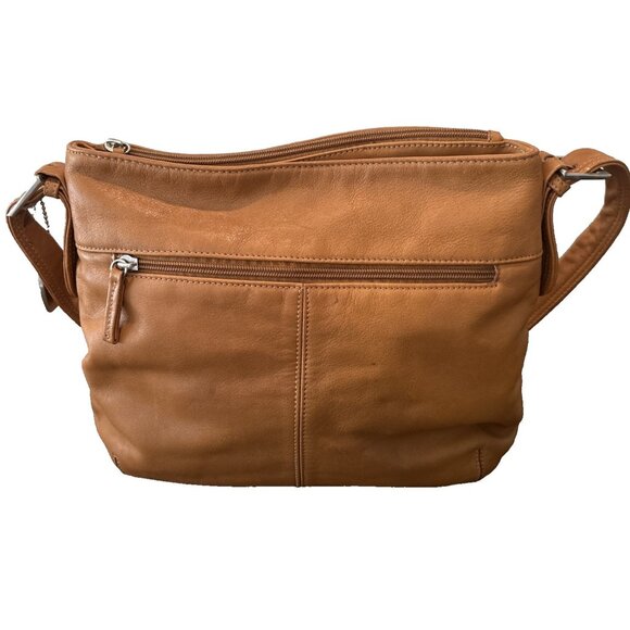 Vintage Tignanello Leather Super Stitch Carmel Shoulder Strap Handbag 11”w x 8”h - Picture 1 of 7